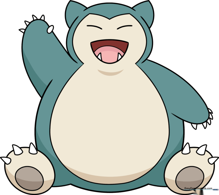 A completed, colored drawing of Snorlax, the sleeping Pokémon.