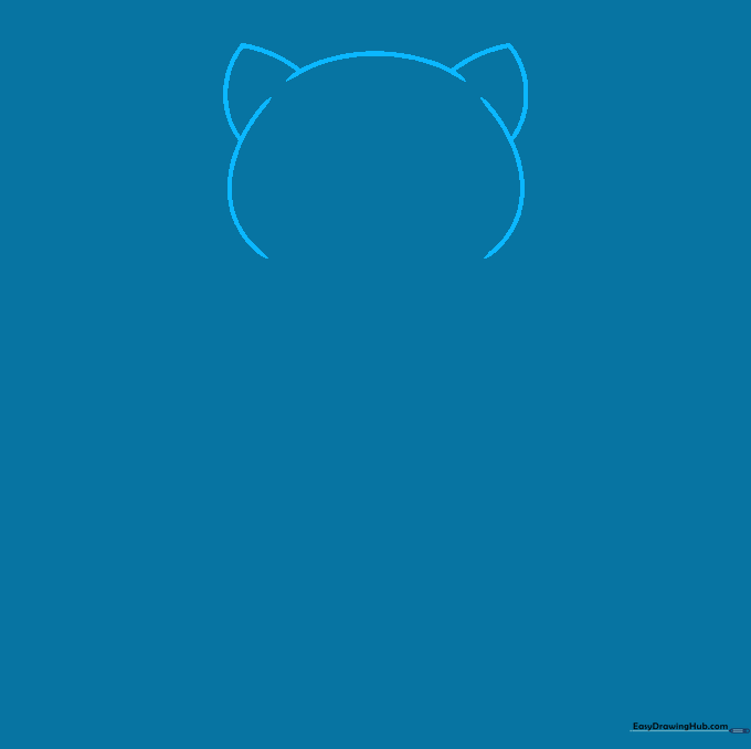 Pencil sketch showing the top of Snorlax's head and two small triangular ears.