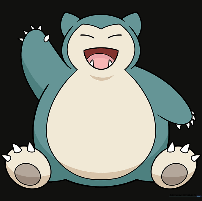 Finished Snorlax drawing colored with blue and cream.