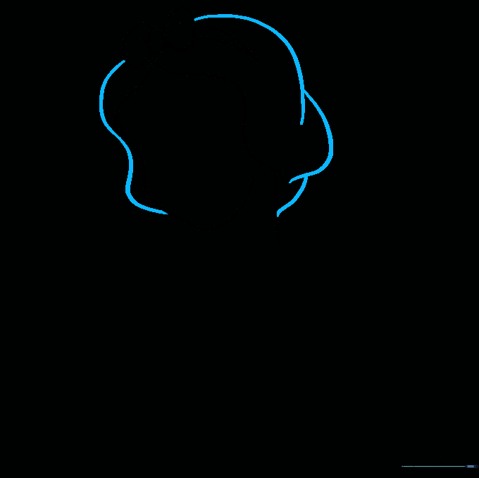Adding the hair outline framing Snow White's face.