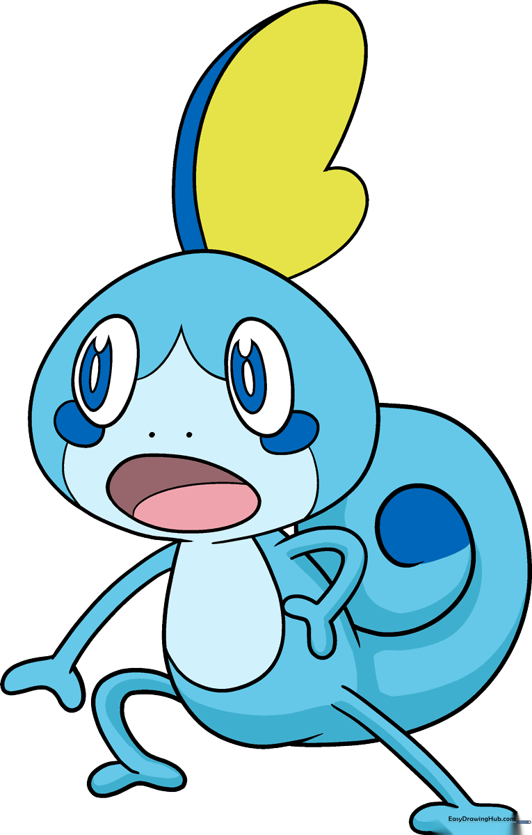 A vibrant, finished illustration of the Pokémon Sobble, showcasing the final result of the tutorial.