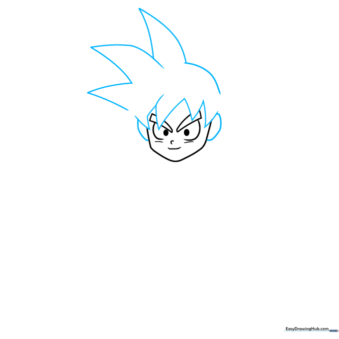 Drawing the iconic spiky hair and ears of Son Goku.