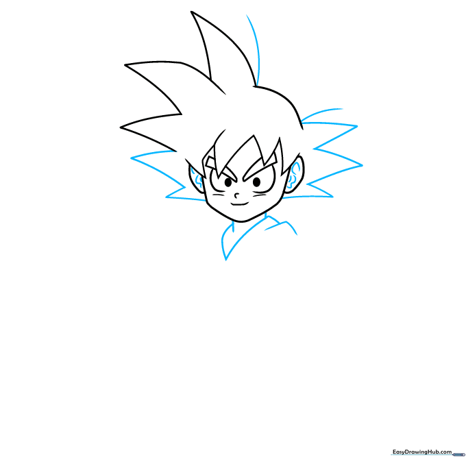 Adding the neck and the collar of Goku's training uniform.