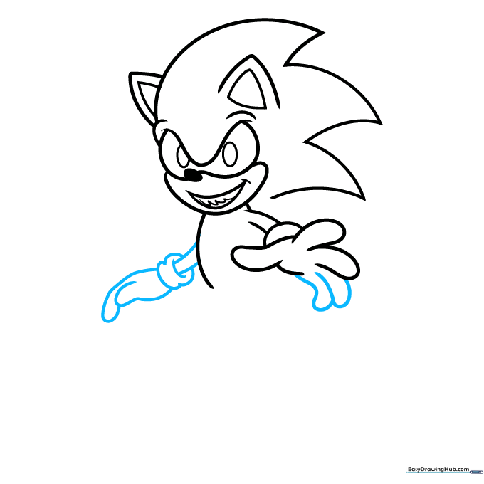 Refining the hands and fingers of the Sonic.EXE character.