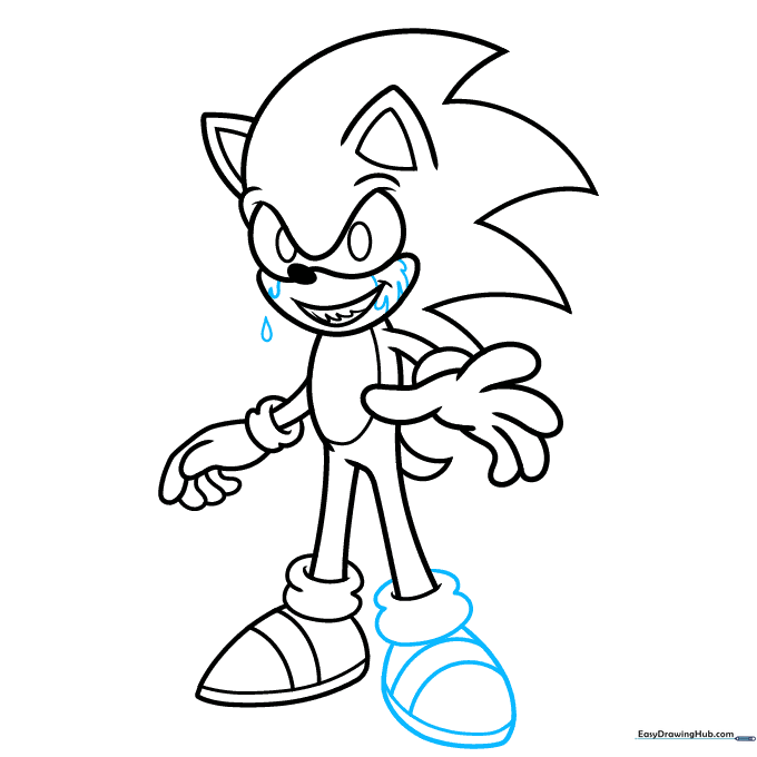 Adding shoe details and blood effects around the mouth area.