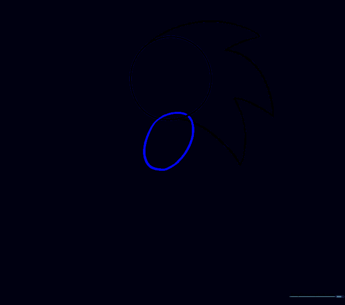 A small oval overlapping the base of the head circle to define the torso area.