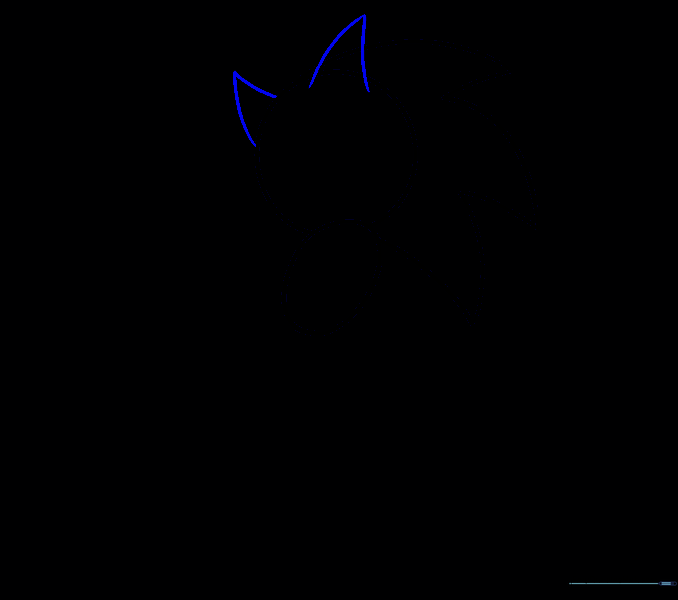 Two triangular ears added to the top of Sonic's head, each formed by two curved lines.