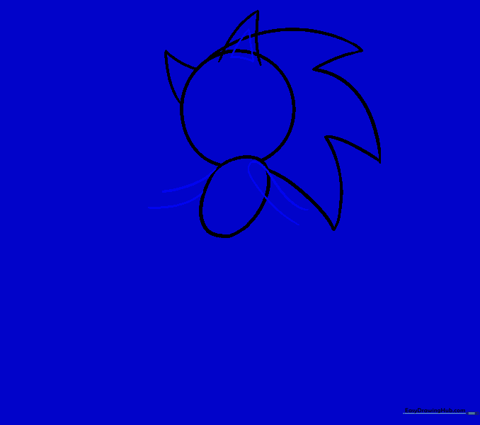 Parallel curved lines forming Sonic's arms, with an added detail line on the torso.