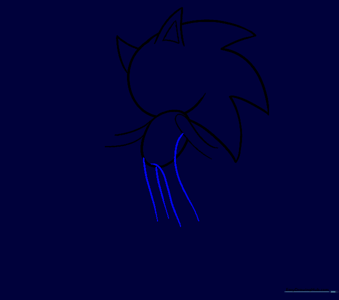 Two curved lines extending down from the torso to form Sonic's legs.