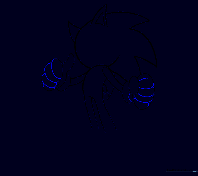 Curved lines added to the hands to represent Sonic's fingers.