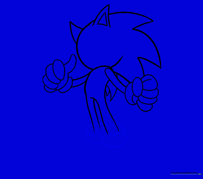Cuffed sock shapes added to the bottom of Sonic's legs.
