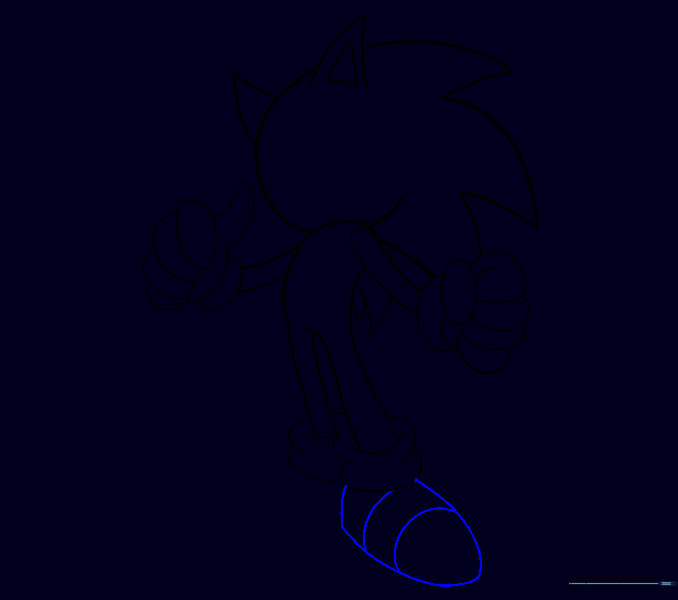 Sonic's right shoe with strap details drawn.