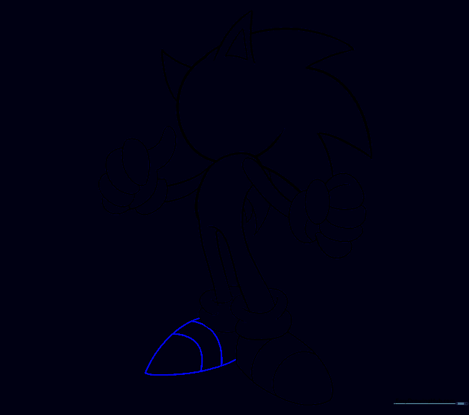 Sonic's left shoe with strap details drawn.