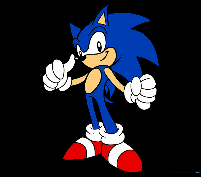 A fully colored, vibrant illustration of Sonic the Hedgehog.