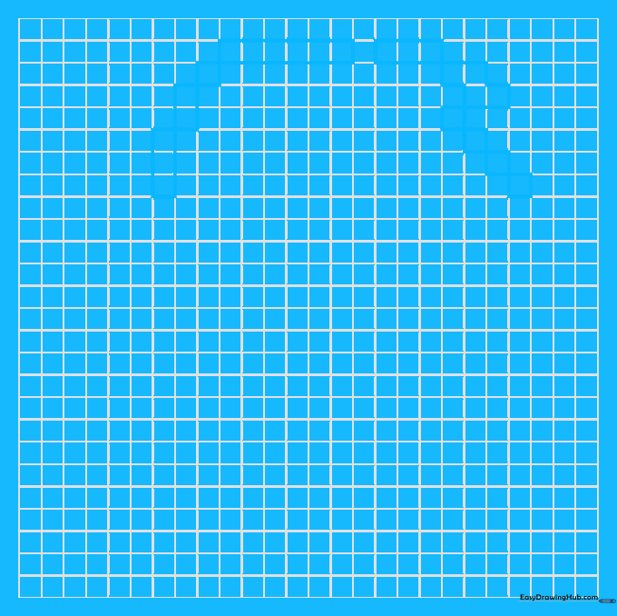 Grid paper showing the initial black pixel blocks forming the top of Sonic's head.