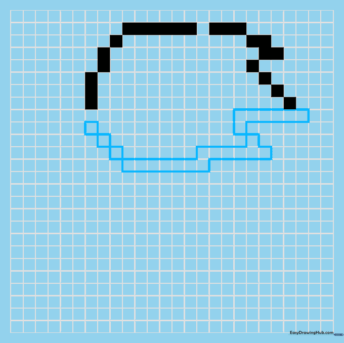 Black pixel blocks extending downwards to complete the outline of Sonic's head and jaw.