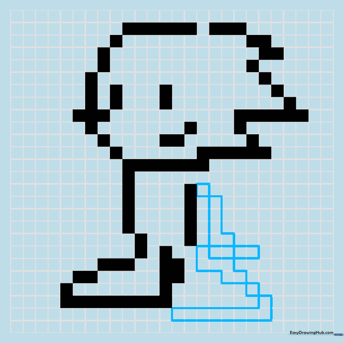 Grid showing the second foot and the back of Sonic's body with intentional gaps.