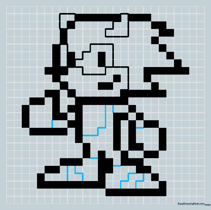 Grid showing the final details on Sonic's gloves, shoes, and belly.