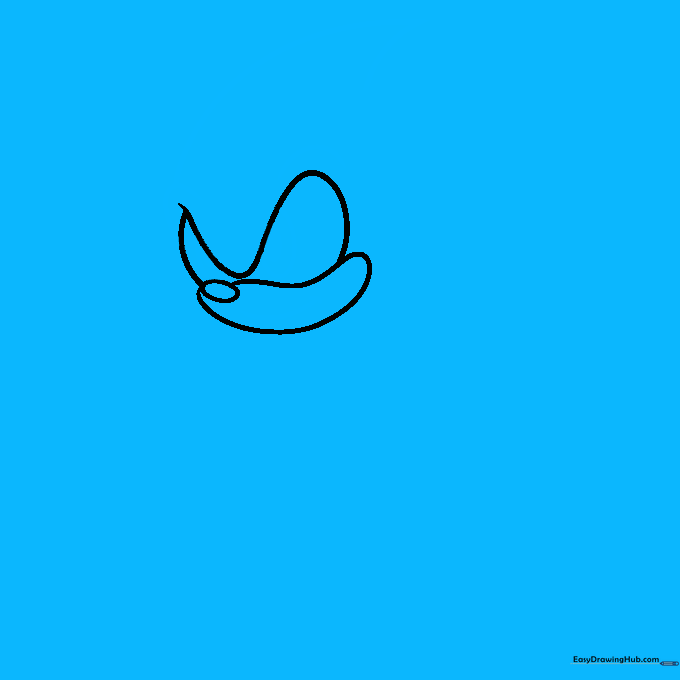 Drawing step showing the addition of Sonic's eyes, mouth, and the start of his quill spikes.