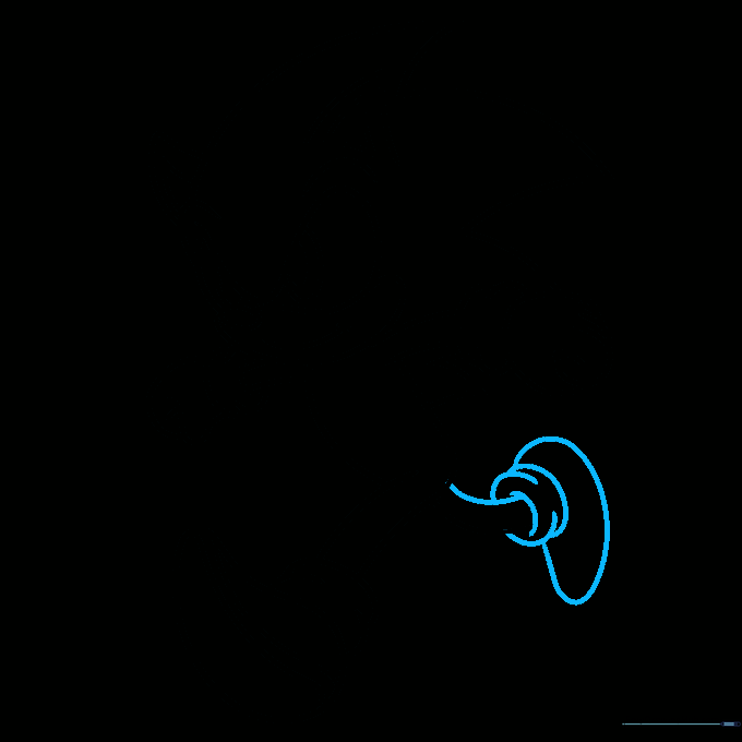 Drawing step showing the addition of the second shoe to complete the running stance.