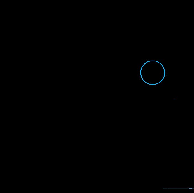 A second, smaller circle added to the drawing to represent another planet.