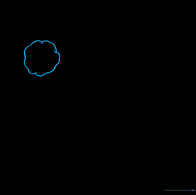 An irregular, lumpy moon shape sketched with overlapping curves.