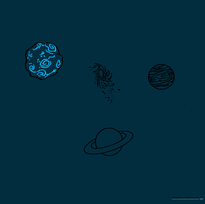 The moon sketch now filled with small crater details and textures.