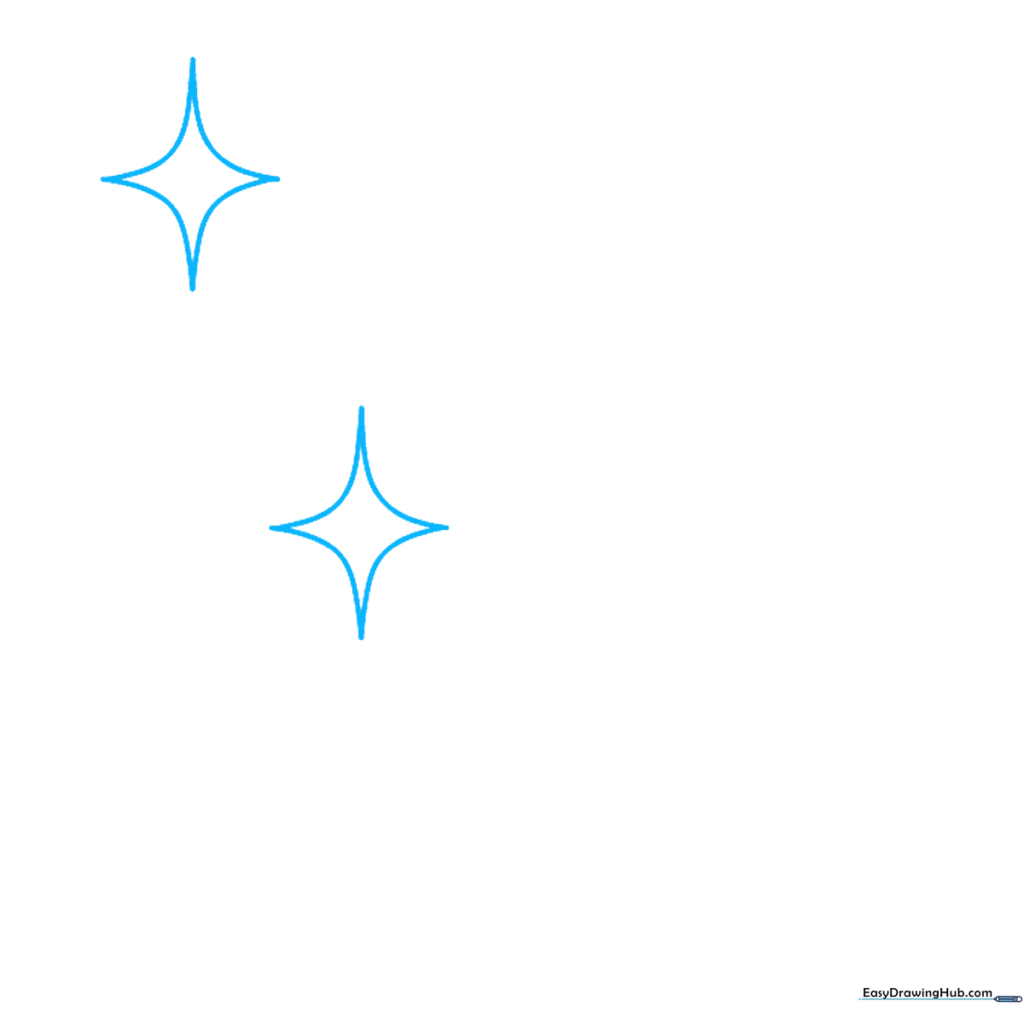 A simple, four-pointed diamond shape drawn with light, curved lines on a white background.