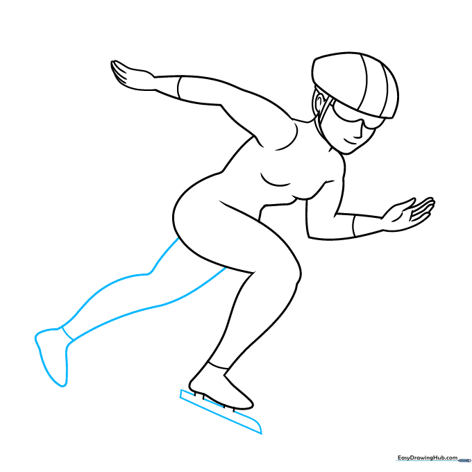 Adding the back leg and skate to complete the skater's lower body stance.