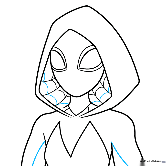 Adding additional web loops and sleeve detail lines.