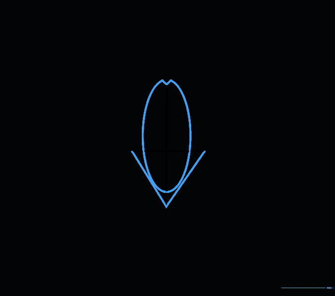 Sketching the triangular base and central oval of the spider logo.
