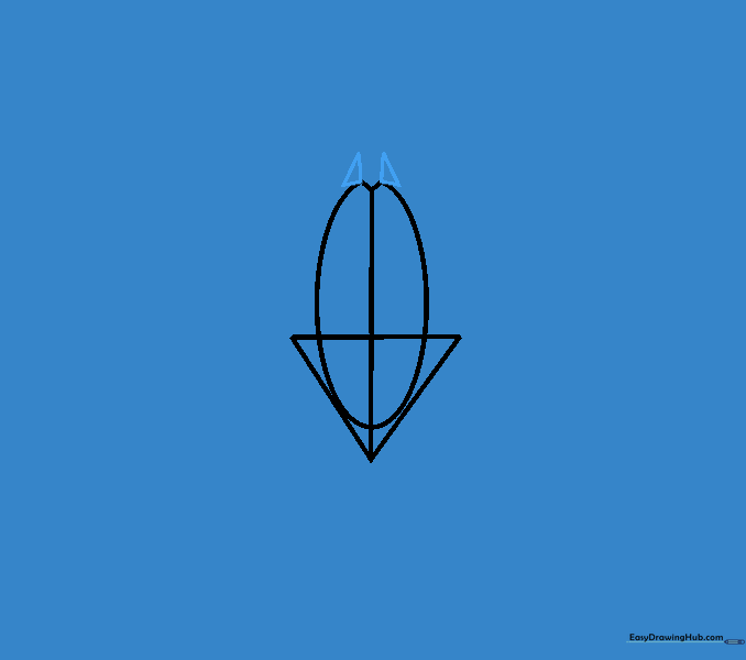 Adding two small triangles to the top of the spider body sketch.