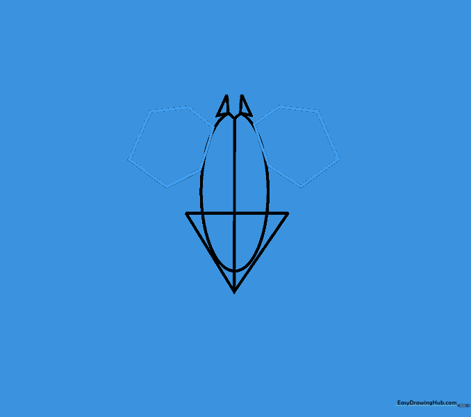 Drawing two hexagons on either side of the central spider body.