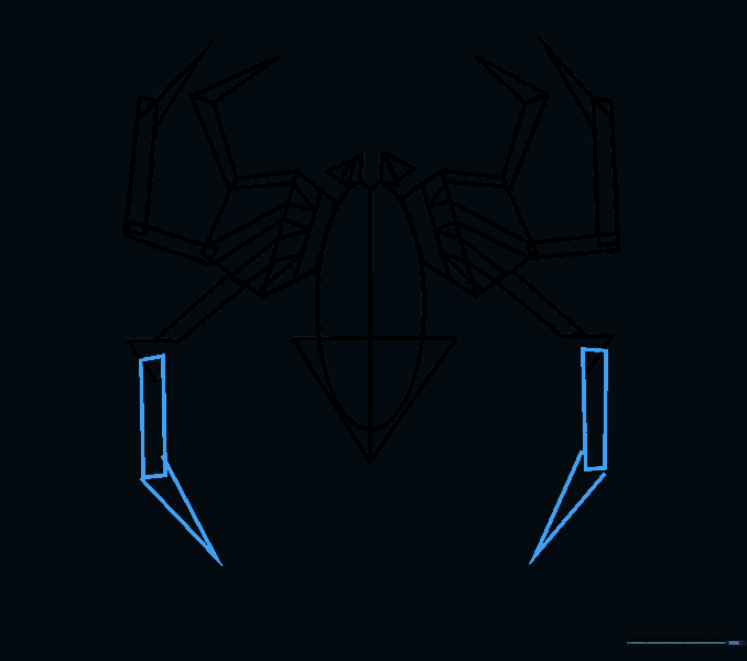 Finalizing the structure of the spider legs.