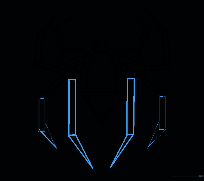 Adding final structural lines to the spider legs.