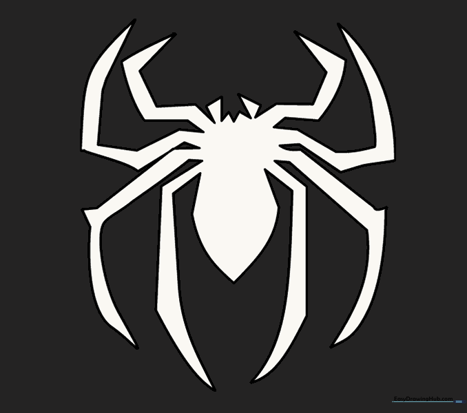Final clean sketch of the spider logo with all guide lines removed.