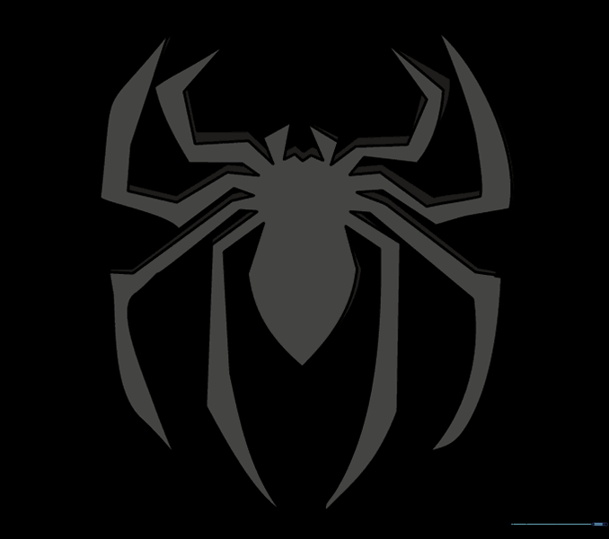 Completed Spider-Man logo with shading applied.