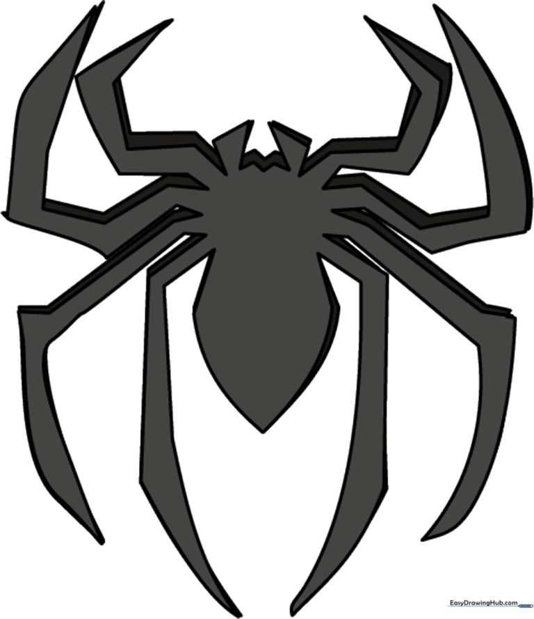 High-contrast illustration of the finished Spider-Man logo.