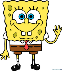 A vibrant, finished drawing of SpongeBob SquarePants.