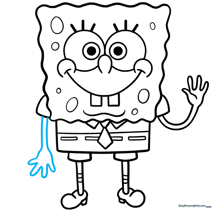 Drawing the second arm and hand to complete the outline.