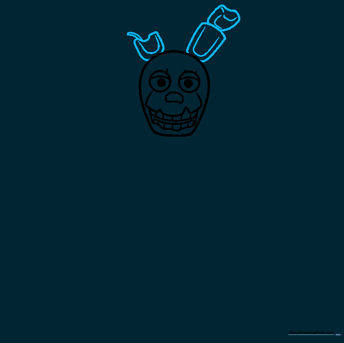 Sketching the mechanical ears of Springtrap with wire details.