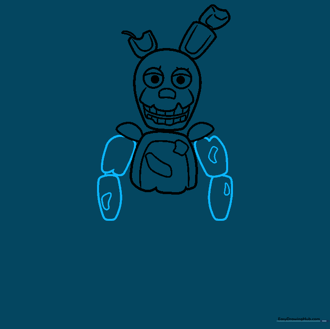 Drawing the arm segments and mechanical joints of Springtrap.