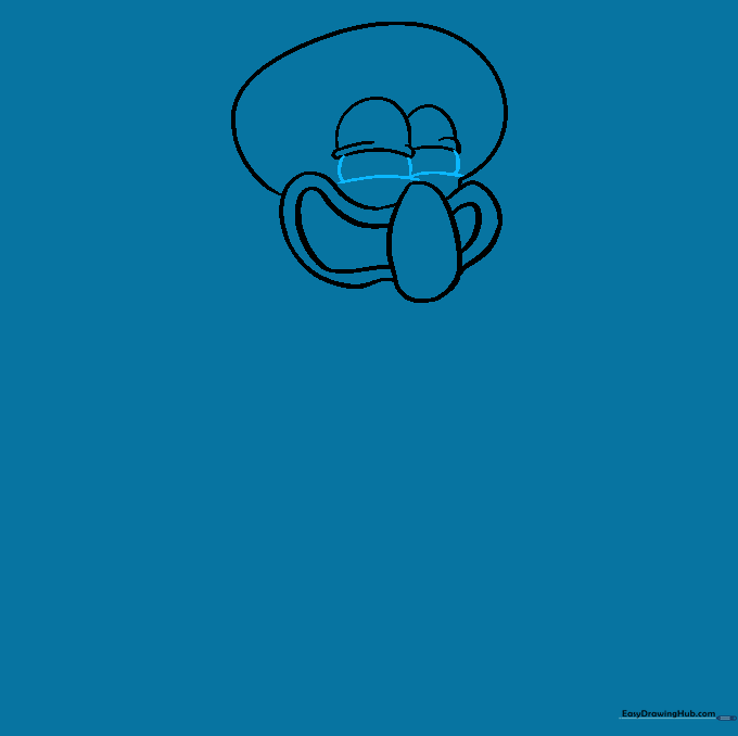 Drawing the eye shapes by connecting lines from the eyelids.