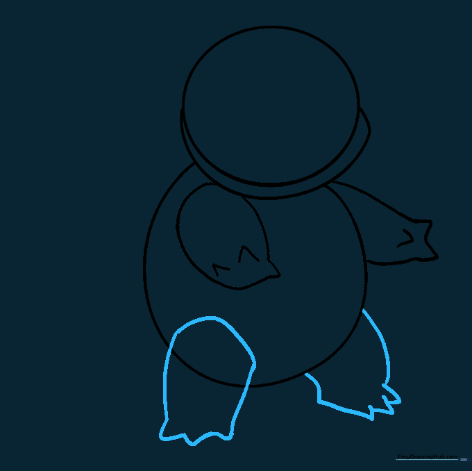Adding two legs with three pointed toes each at the bottom of the body.