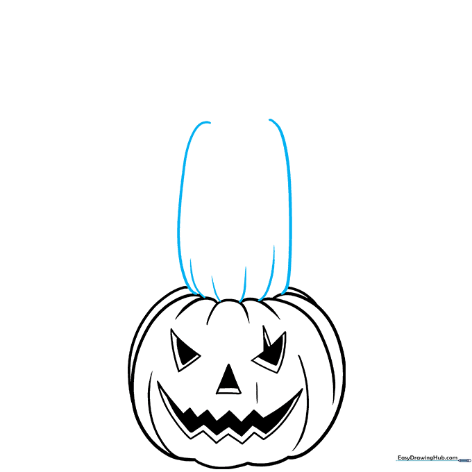 Sketching a second, taller pumpkin on top of the first one.