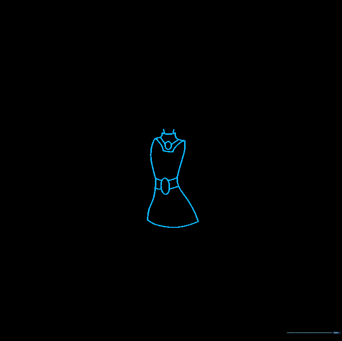 Sketch showing the neck, torso, and belt buckle of the Starfire character.