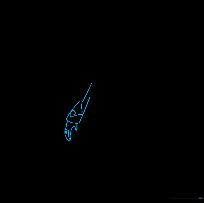 Sketch showing the second arm and hand added to the character.