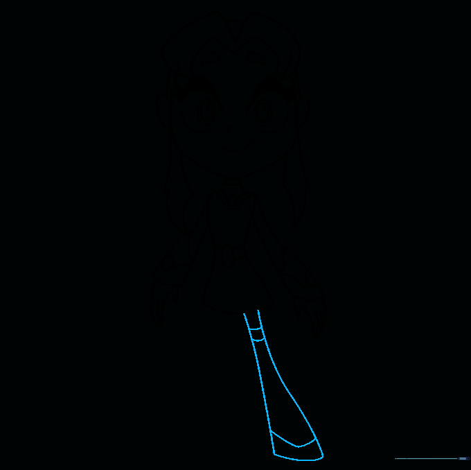 Sketch of Starfire's first leg with banded details.