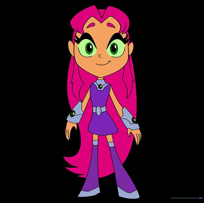 Finished, colored illustration of Starfire from Teen Titans.