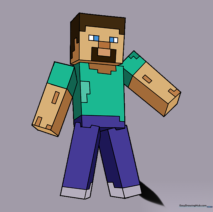 The final colored drawing of Steve from Minecraft.